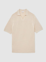 Pointelle Open-Collar Polo Shirt Stone | Men