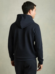 Interlock Jersey Drawstring Hoodie Navy Blue | Men