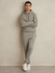 Interlock Jersey Drawstring Hoodie Taupe | Men