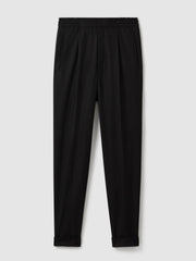 Relaxed-Fit Pleated Tapered Trousers Black | Men