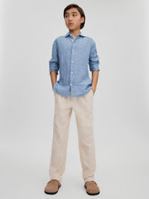 3-9 yrs Striped Linen Cutaway Collar Shirt Sky Blue | Children & Baby