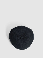Wool Blend Baker Boy Cap Navy | Men