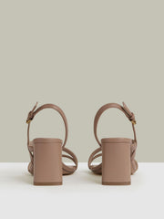 Strappy Leather Heeled Sandals Nude | Women