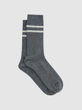 Wool Blend Striped Crew Socks Grey Melange | Men