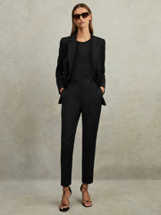 Wool Blend Tapered Suit Trousers Black | Women