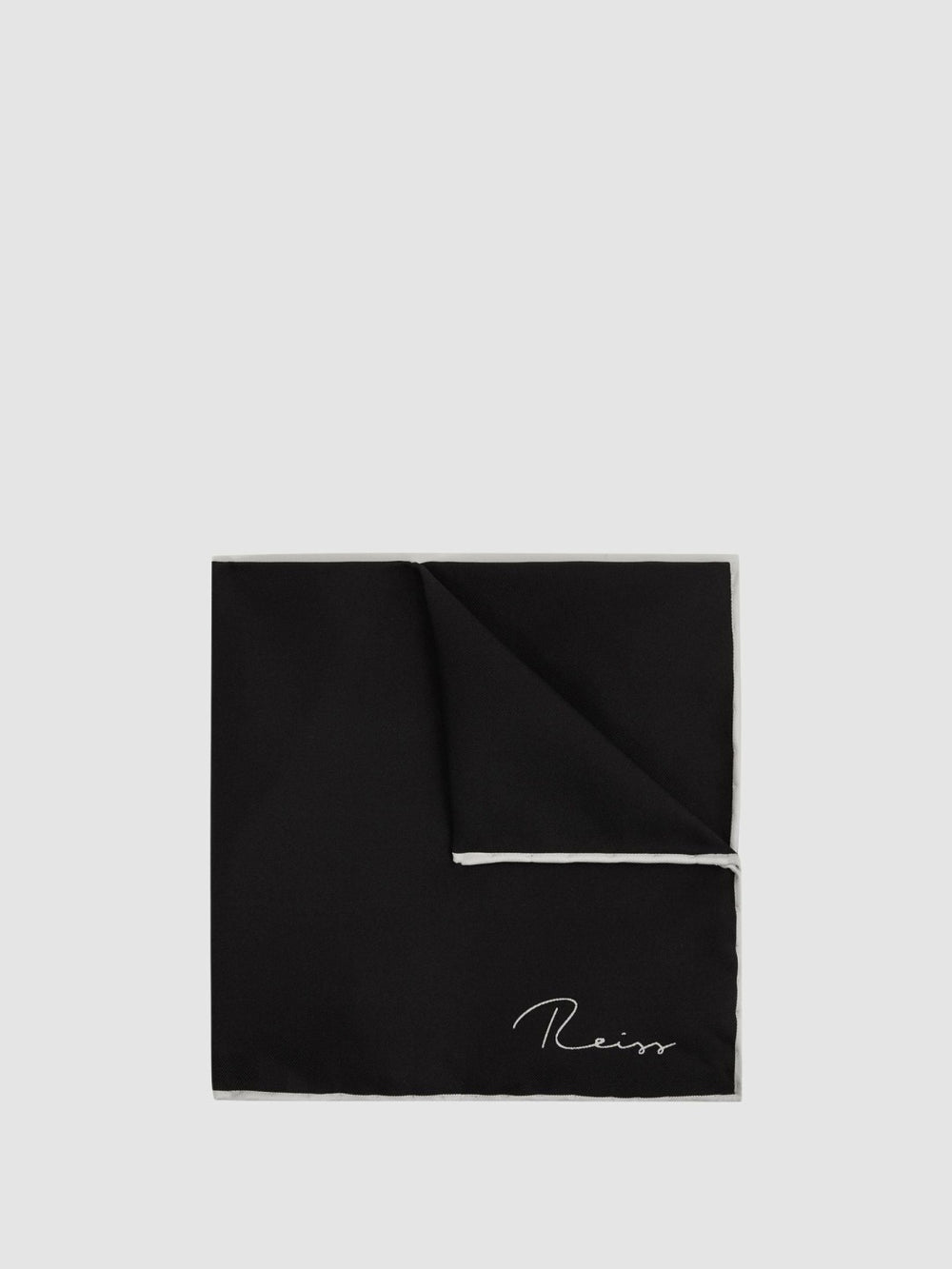 Plain Silk Pocket Square Black | Men