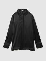 Silk Double-Cuff Button-Through Shirt Black | Women