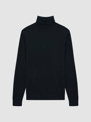 Slim Fit Merino Wool Roll Neck Jumper Navy | Men
