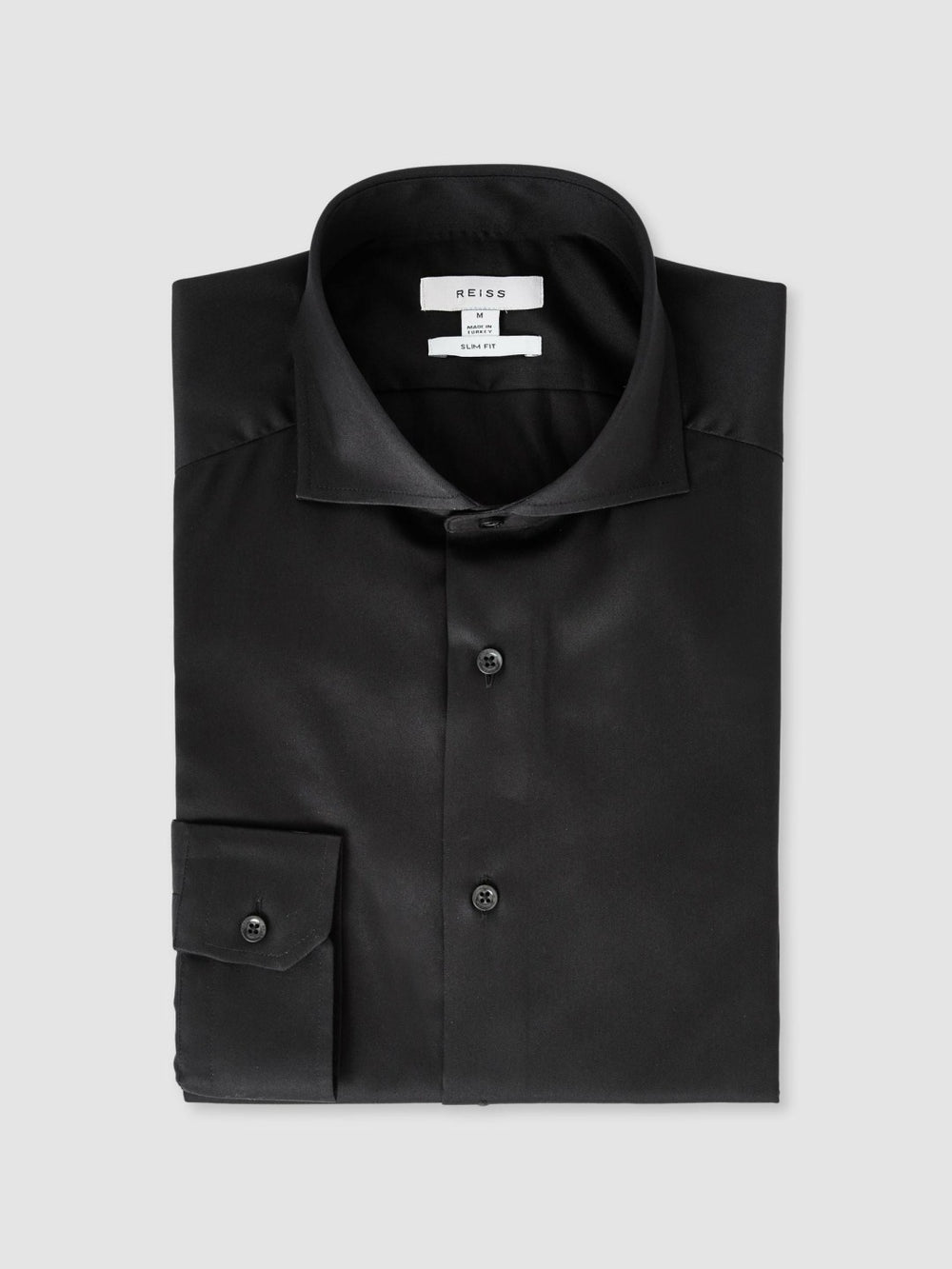 Slim Fit Cotton-Twill Two-Fold Shirt Slim-Fit Black | Men