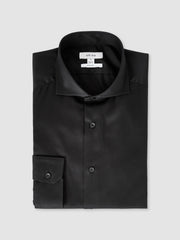 Slim Fit Cotton-Twill Two-Fold Shirt Slim-Fit Black | Men