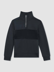 3-9 yrs Slim Fit Half-Zip Funnel Neck Velour Sweatshirt Navy | Children & Baby