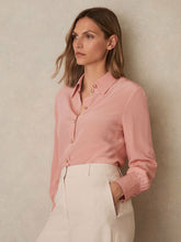 Silk Embossed-Button Shirt Pink | Women