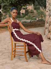 Wave-Trim Crepe Midi Dress Burgundy | Women