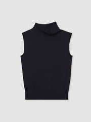 Wool Slouched Sleeveless Top Navy | Women