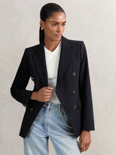 Wool-Blend Double-Breasted Blazer Navy | Women