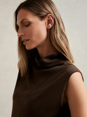 Wool Slouched Sleeveless Top Chocolate | Women