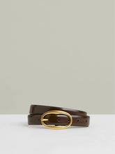 Patent Leather Oval Buckle Belt Chocolate | Women