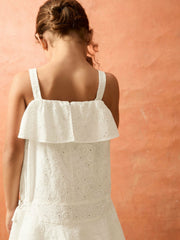 9-13 yrs SmileyWorld Broderie Logo Dress Ivory | Children & Baby