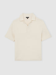 Oversize Textured Polo Shirt Cotton-Blend Off White | Men
