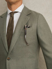 Wool-Blend Single-Breasted Blazer Slim-Fit Sage Green | Men