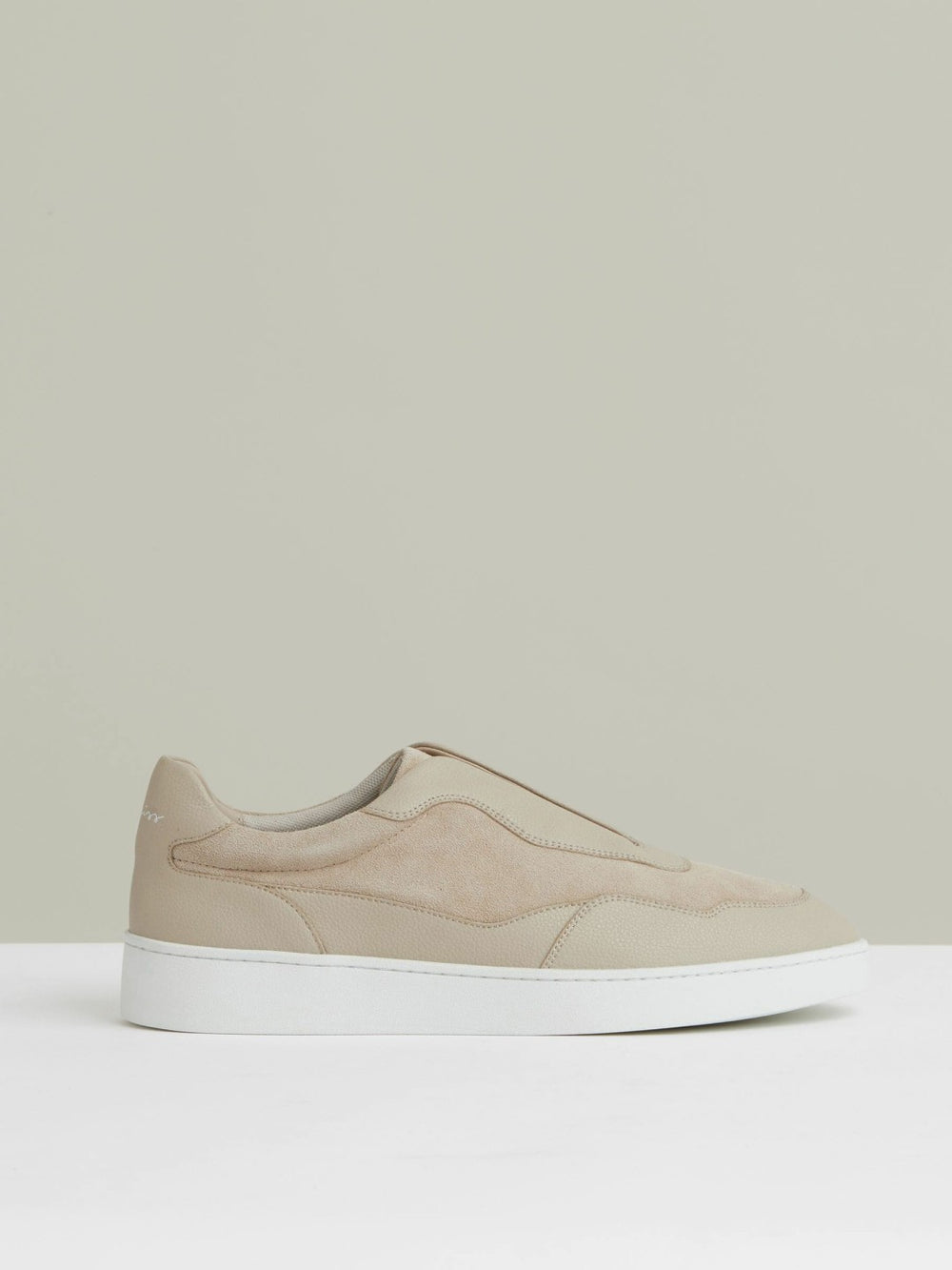 Leather Elasticated-Lace Trainers Ecru | Men
