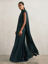Crepe Cape Maxi Dress Teal Green | Women