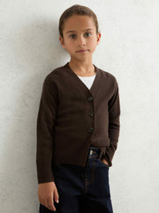 13-14 yrs Wool-Blend Fitted Cardigan With Cashmere Brown | Children & Baby