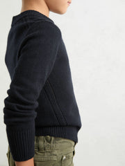 9-13 yrs Wool-Blend Open-Stitch Jumper with Cashmere Navy | Children & Baby