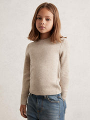 9-13 yrs Wool-Blend Open-Stitch Jumper with Cashmere Oatmeal | Children & Baby