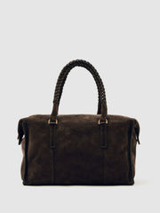 Suede Braided-Strap Bowling Bag Chocolate | Women