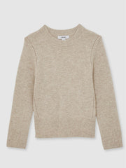3-9 yrs Wool-Blend Open-Stitch Jumper with Cashmere Oatmeal | Children & Baby