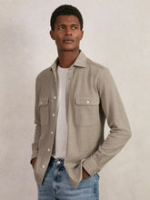 Textured Twin Pocket Cotton Blend Overshirt Oatmeal Brown Melange | Men