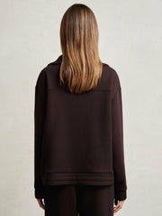 Interlock Half Zip Drawstring Hem Sweatshirt Plum | Women