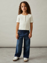 9-13 yrs Cotton Pointelle Button T-Shirt Ivory | Children & Baby