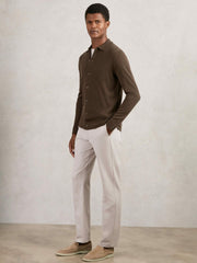 Merino Wool Button-Through Cardigan Chocolate Brown | Men