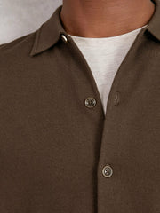 Merino Wool Button-Through Cardigan Chocolate Brown | Men