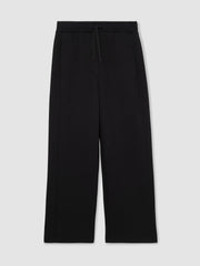 Wide-Leg Interlock Drawstring Joggers Black | Women