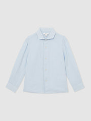 9-13 yrs Linen Cutaway Collar Shirt Pale Blue | Children & Baby