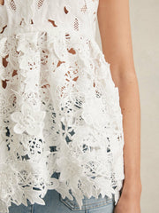Cotton Cut Out Lace Cami Top Ivory | Women