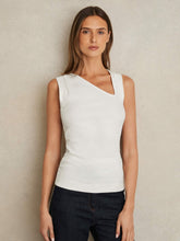 Stretch-Cotton Ribbed Asymmetric Vest White | Women