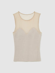 Mesh Rib-Knit Sweetheart Vest Pink Neutral | Women