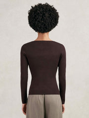 Chain-Detail Keyhole Knit Top Plum | Women