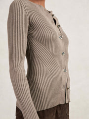 Button Front Knit Cardigan Stone | Women