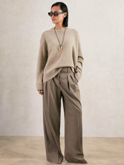 Wool-Cashmere Crew-Neck Jumper Stone | Women