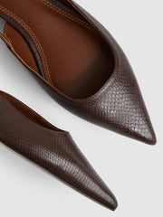 Leather Slingback Ballerina Pumps Chocolate | Women