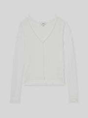 Sheer-Detail V-Neck Top White | Women