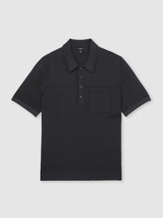 Press-Stud Seam-Detail Polo Shirt Navy | Men