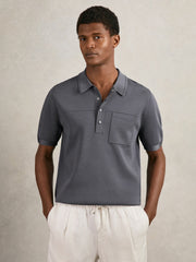 Press-Stud Seam-Detail Polo Shirt Airforce Blue | Men