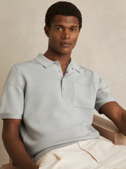 Press-Stud Seam-Detail Polo Shirt Ice Grey | Men