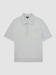 Press-Stud Seam-Detail Polo Shirt Ice Grey | Men